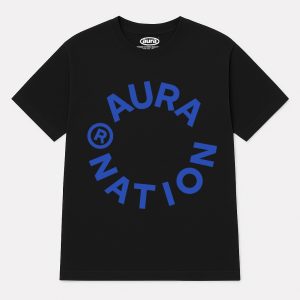 Aura Circle Tee- Black/Royal Blue