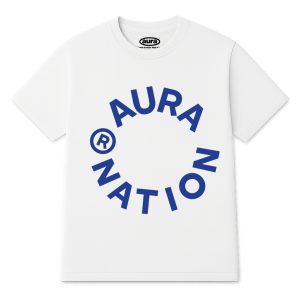 Aura Circle Tee- White/Royal Blue